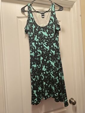 Disney Black & Aqua Mermaid Print Cold-Shoulder Dress